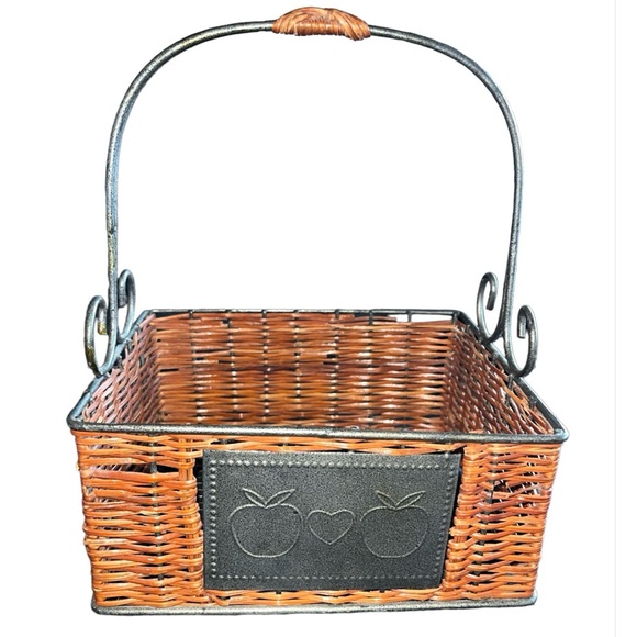 Basket Wire Brown Wicker Metal Apple Plaque - Picture 5 of 5